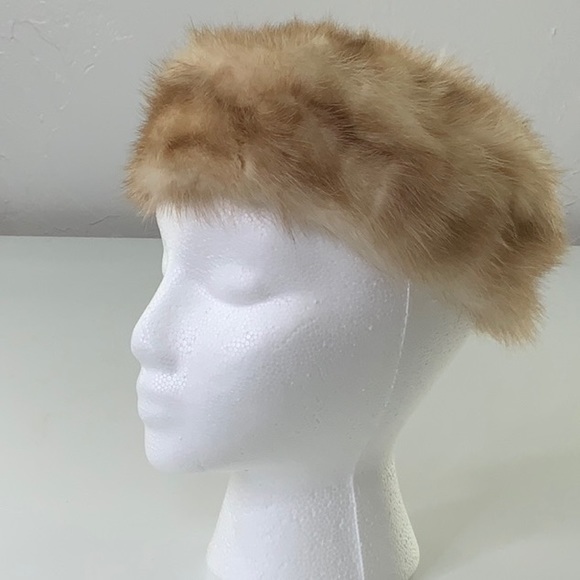 Vintage Fur Pill Box hat cream / tan size OS EUC - Picture 12 of 13